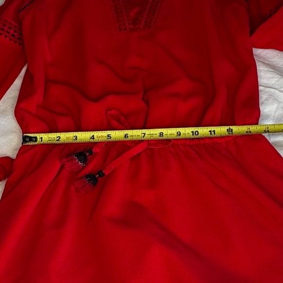 Rebecca Minkoff red bohemian dress drawstring, elastic waist with tassels size 6 - Picture 15 of 15